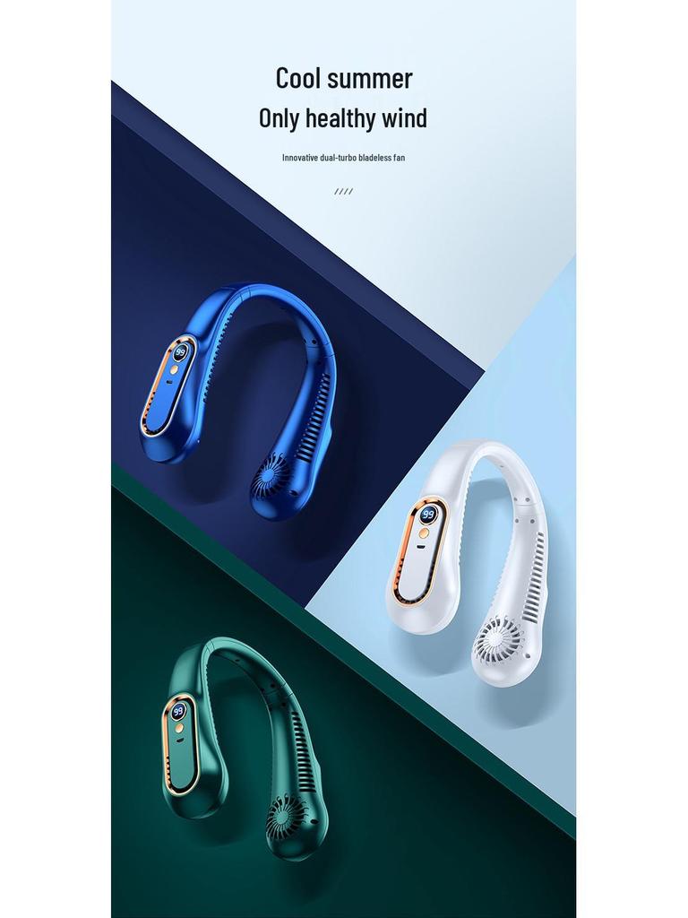 USB Rechargeable Bladeless Neck Fan - Portable, Personal, and Hands-Free