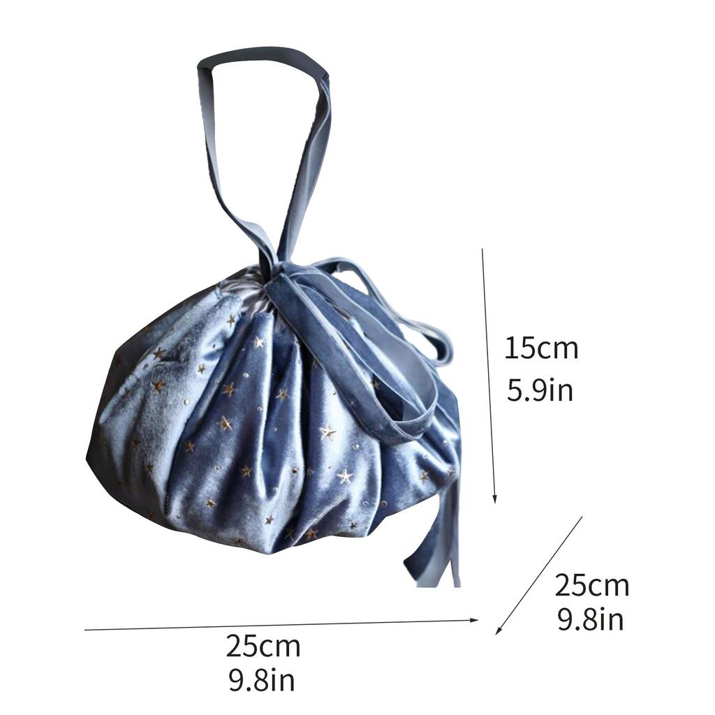 Drawstring Makeup Bag,20 Inch Travel Cosmetic Bag,Opens Flat For Easy Access