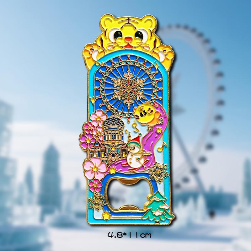 Харбинский Снежный Городок Металлическая Открывалка для Бутылок Магнит на Холодильник Сувенир