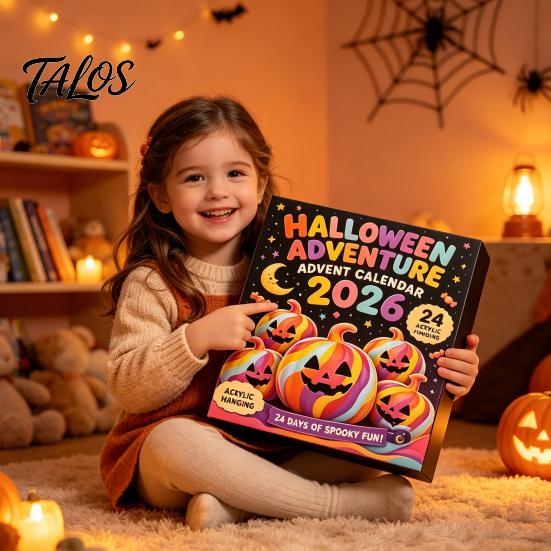 Kids Board Game Accessories Halloween Ghost Advent Calendar, 24 Day Countdown Box with Calendar Figurines, Spooky Collectible Toy Set for Kids, Party