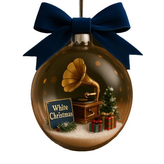 Christmas Snow Ball Ornaments Vintage Sewing Machine/Village Scene/Big Foot Xmas Tree Ornaments Winter Clear