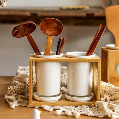 Ceramic Chopstick Holder Large Capacity Household Tableware Holder Anti-mildew Cutlery Storage Rack Party