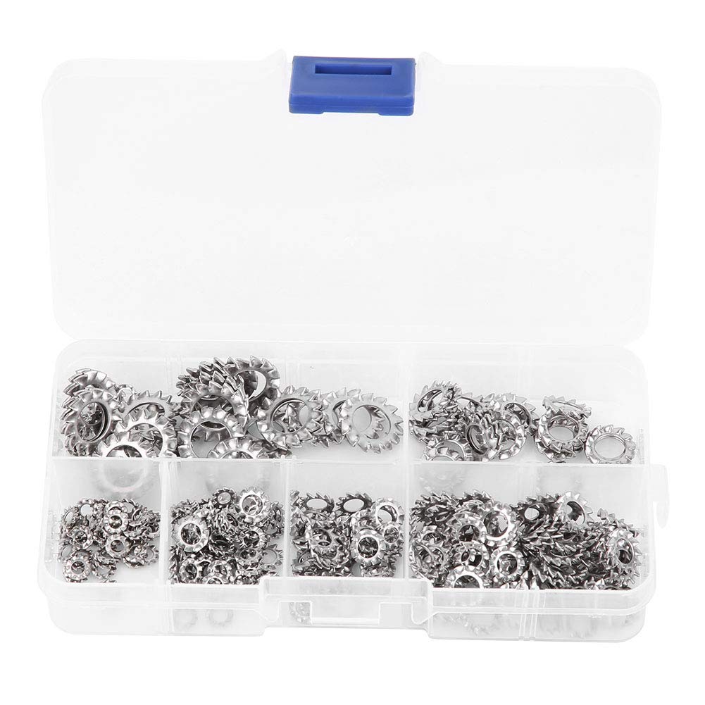 Garosa 300pcs External Tooth Washers Assortment Kit M2.5-M8 Stainless Steel Anti Loose Gasket Washers