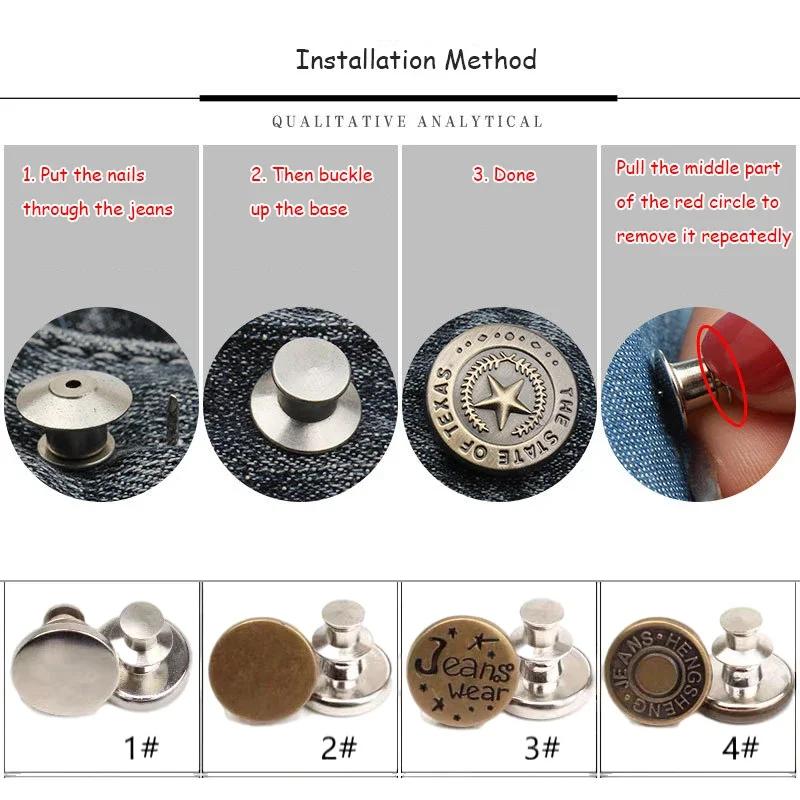 Detachable Stretch Button Jeans Clip Snap Button Perfect Fit Instant Universal Buckle Waist Replacement No Sew Needed Button