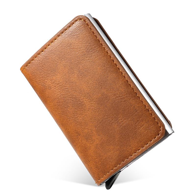 RFID anti-theft brush aluminum box card bag carbon fiber pattern credit card box automatic pop-up card bag multi-card position wallet
