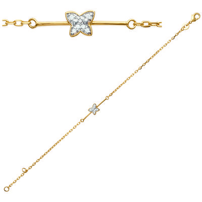 [K7765] - White Gold 'Butterfly' Gold Plated Bracelet - 23x6x7 Mm