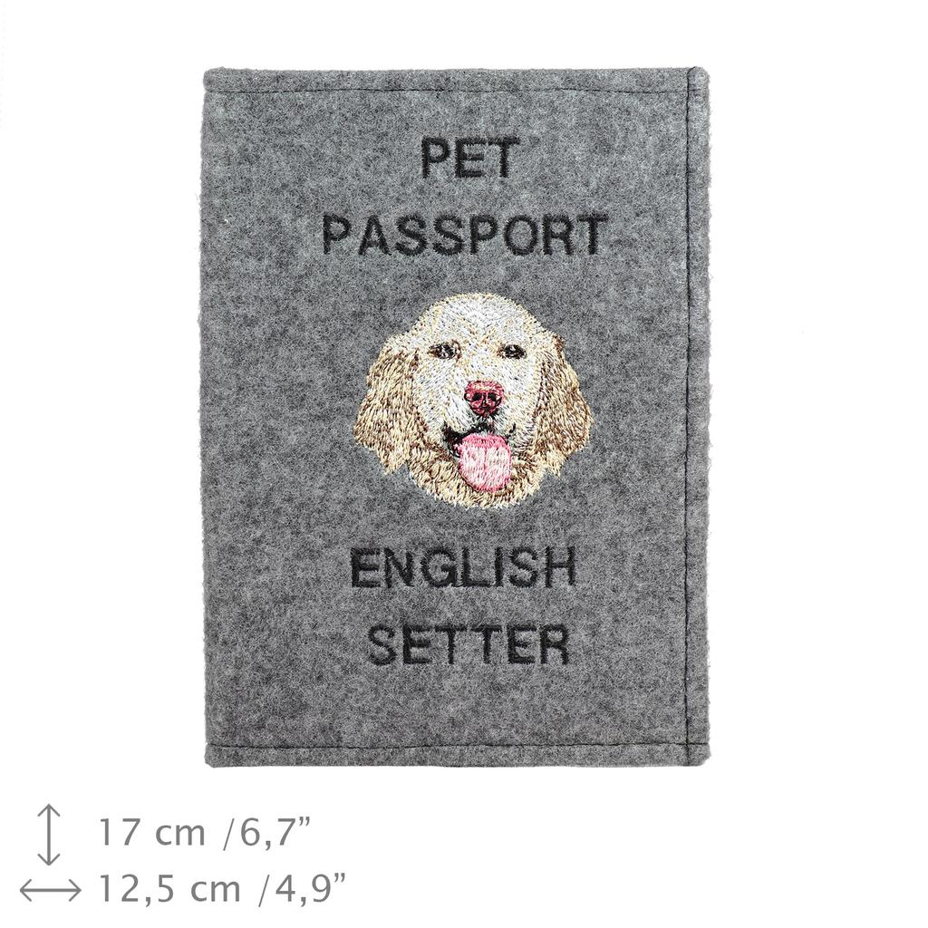 English setter, Lawerack, Laverack - Dog passport case, document case, gift for the traveller from the Art-Dog brand