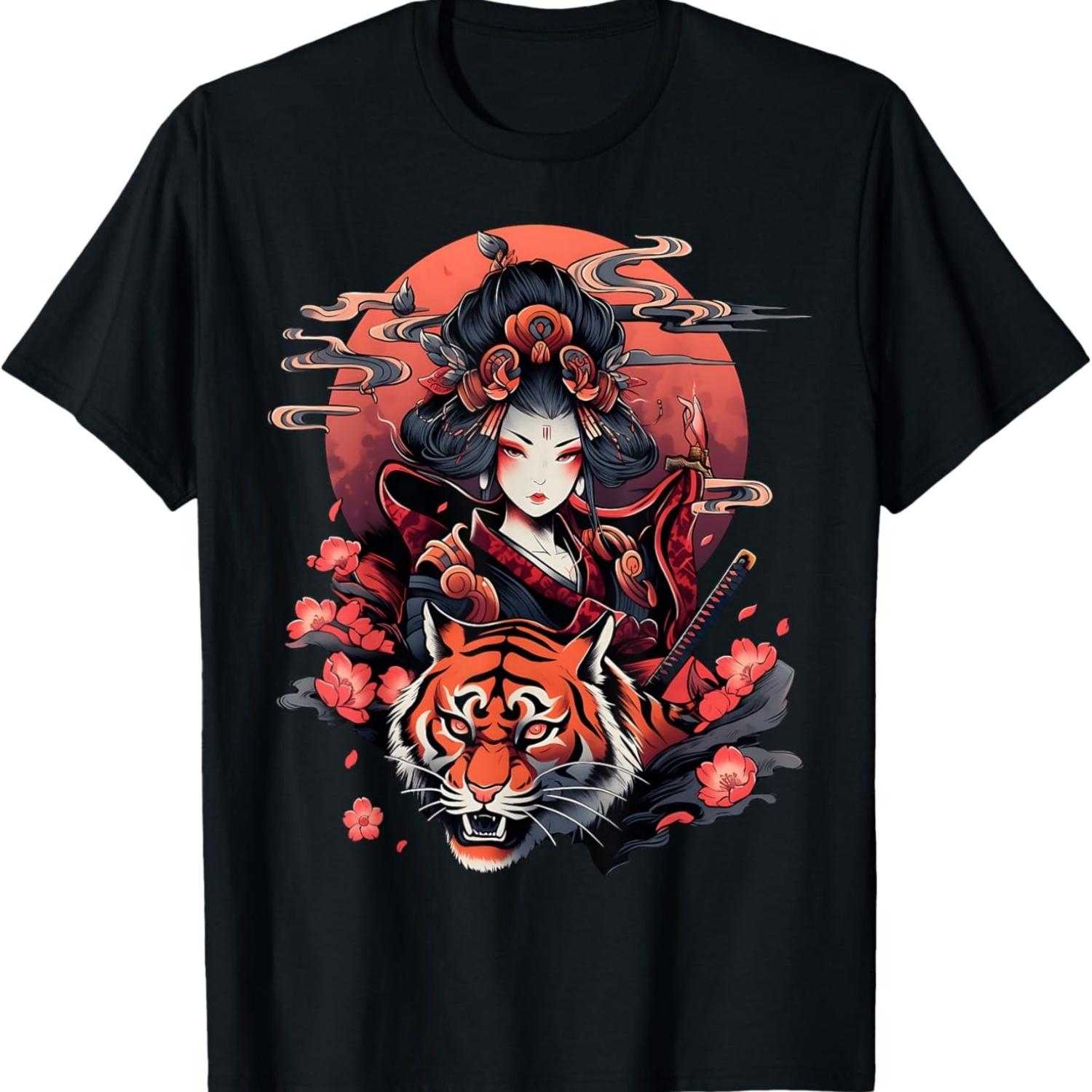 Showcase Your Love for  Culture Geisha and Tiger T-Shirt S чёрный