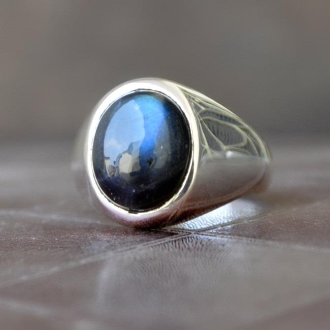 

Блакитний Вогонь Лабрадорит Самоцвіт Срібло 925 проби Ручна робота Унісекс Кільце 10
