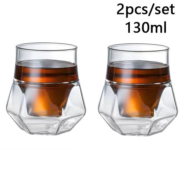 1/2 Stück doppelwandiger Glasbecher mit Hängeohr Espresso-Kaffeebecher, verbrühsicher, für Milch, Brandy, Wein, Teetasse, klares Becher-Set, Trinkgeschirr