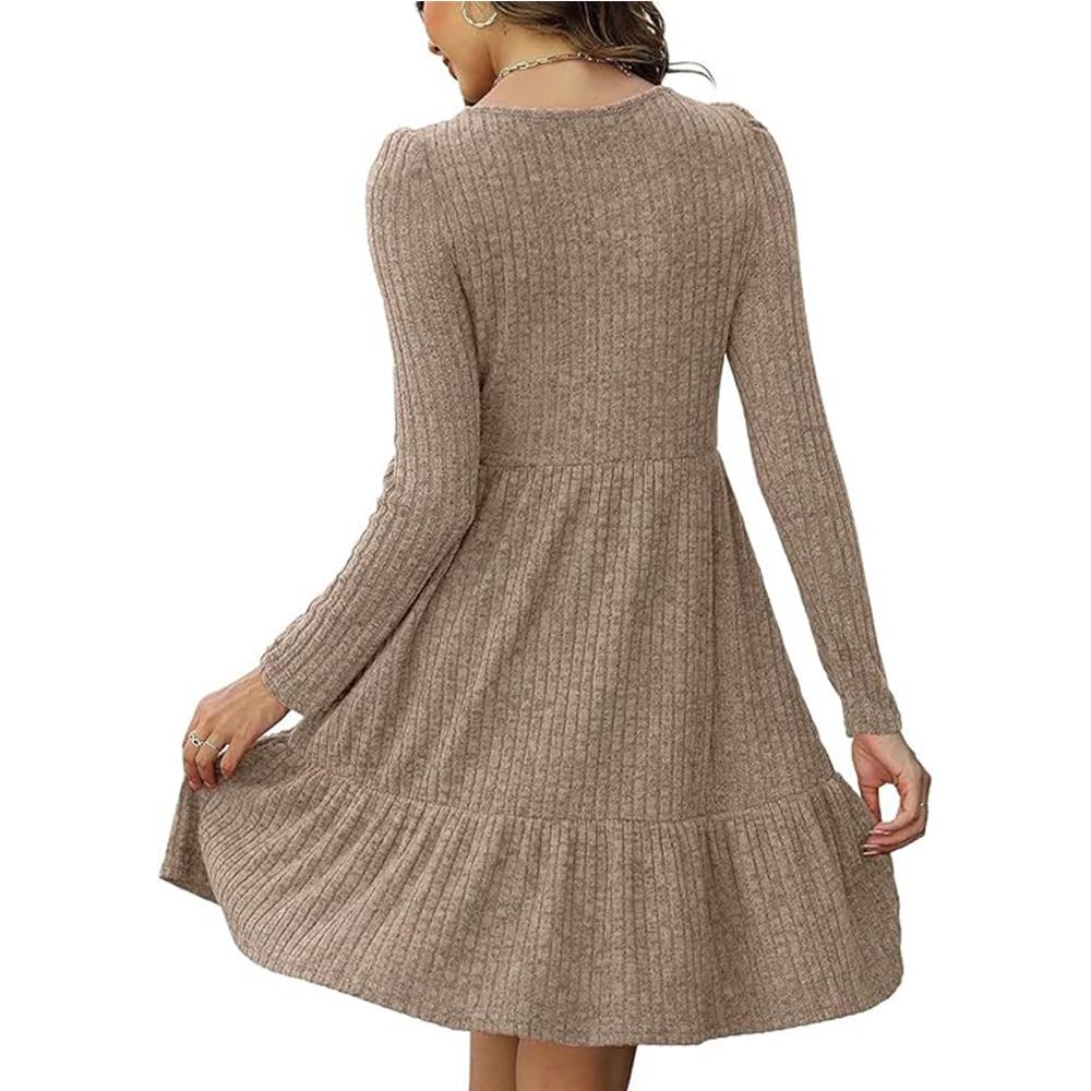 Rochie pulover cu mânecă lungă pentru femei Rochie casual în linie A, cu gât roșu, toamnă și iarnă