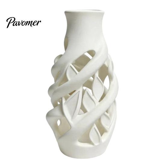 Artistic Table Centerpiece for Bedroom 3D Printed White Hollow Vase, Modern Abstract Art Flower Pot Desktop Ornament Study Room Living Bedroom,