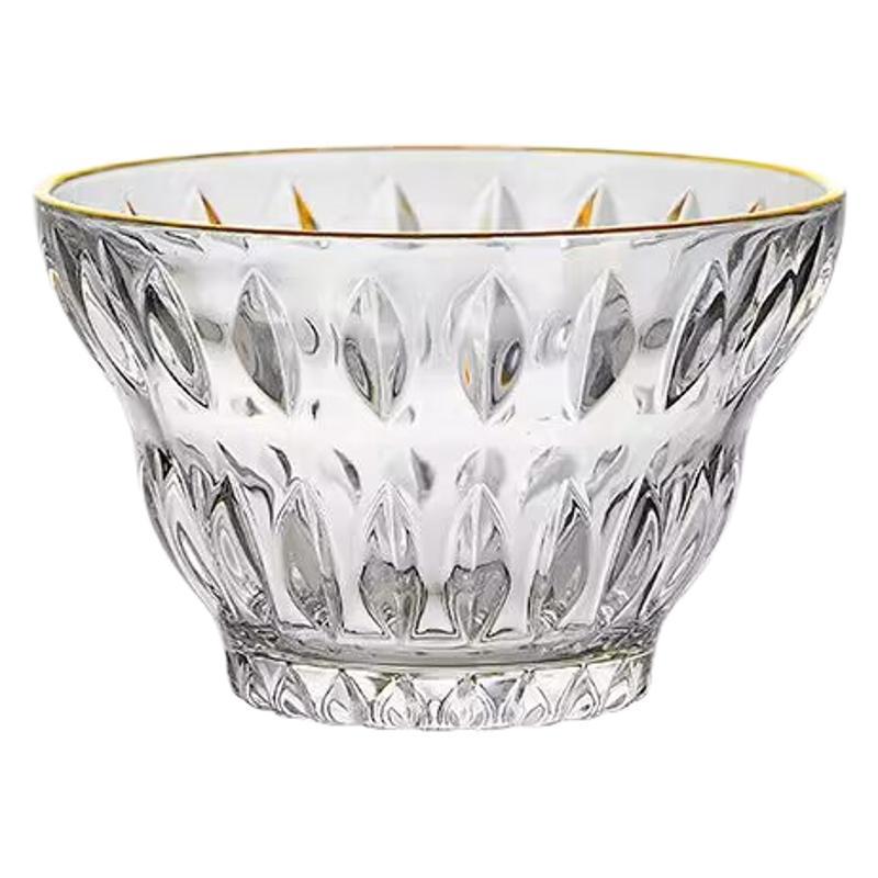 Yujing Engraved Crystal Glass Dessert Bowl - Retro Design for Oatmeal, Fruit, and Ice Cream
