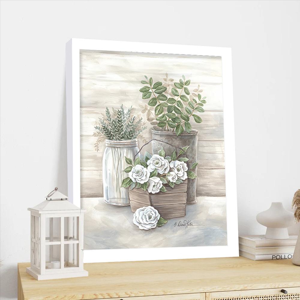 Blumen Leinwand Wandkunst Gemälde mit Rahmen für Wohnzimmer Schlafzimmer Dekor Bilder Einweihungsgeschenk