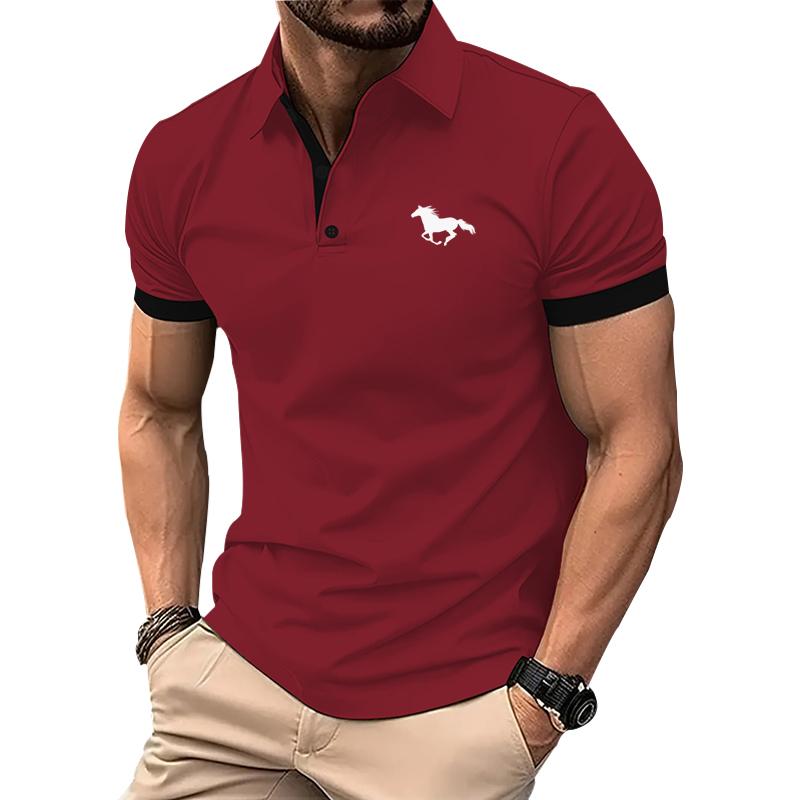 Summer Men's 3-button Lapel Short Sleeved Polo Shirt with Solid Color  Design Fashionable and Trendy Men's Short Sleeved Top