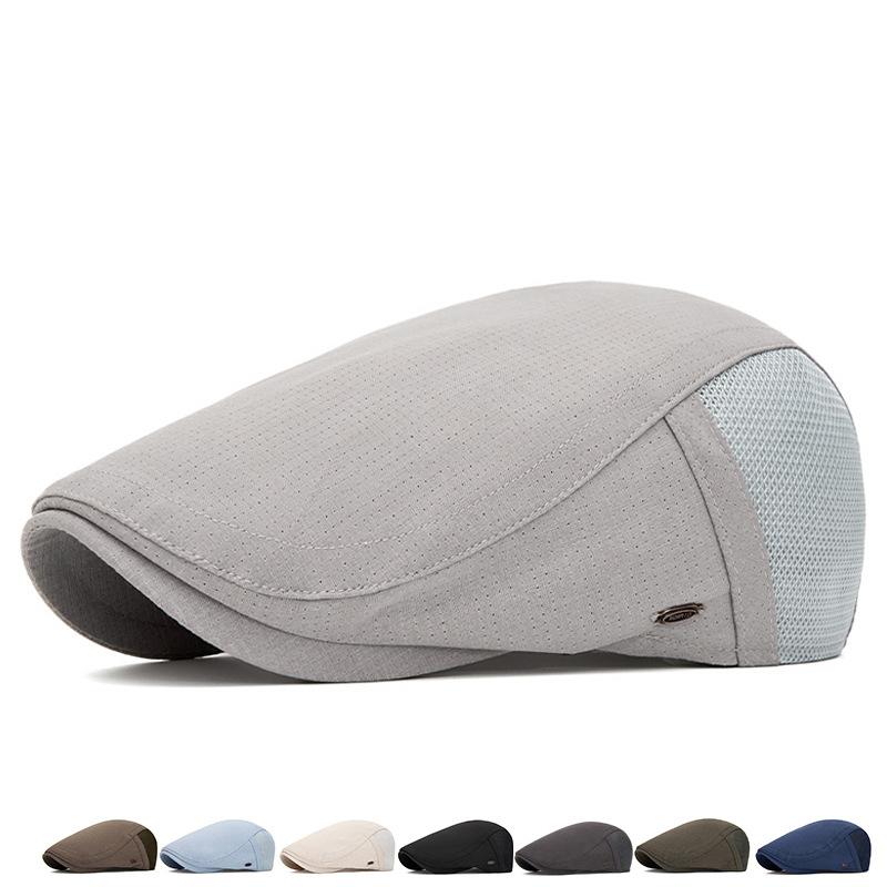 Cappello estivo da uomo in rete traspirante parasole berretto visiera berretto da giornalaio ad asciugatura rapida stile britannico