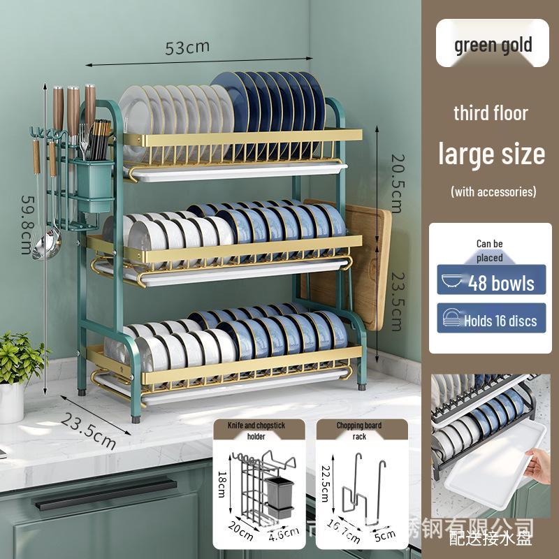 Multi-functional Kitchen Storage and Draining Rack for Bowls, Plates, Utensils, and Chopsticks