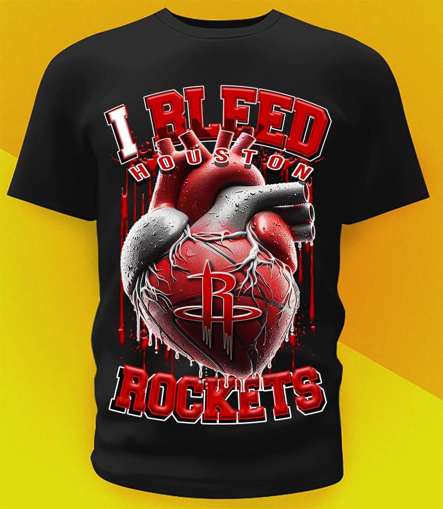 Houston Rockets Bleed Shirt  Sizes!! Youth-6XL Unisex T-Shirt XXXL