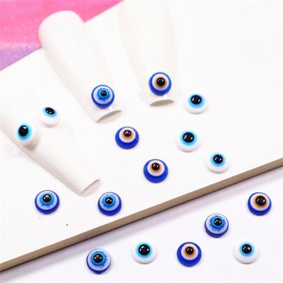 50 pezzi di perline di ciondoli per nail art in resina 3D occhi azzurri, gioielli per unghie per punte di unghie fai da te Accessori per manicure 6 mm