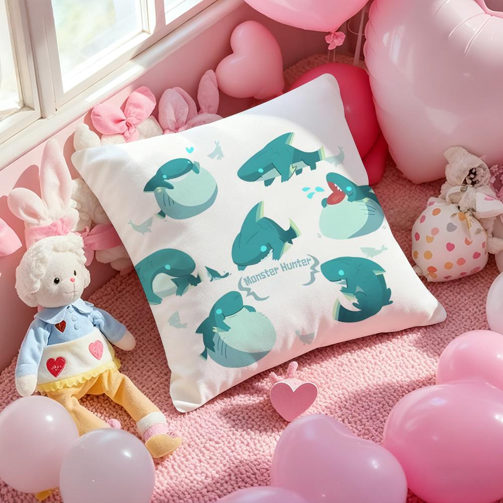 Hot Game Monster Hunter Wilds Cushion Cover Pattern Printed Pillowcase for Living Room Sofa Cushion Cover & Bedroom Decor 12x12Inch