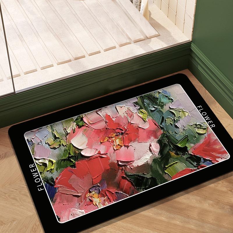 1PC Light Luxury Elegant Diatomaceous Mud Mat Bathroom Absorbent Non-Slip Mat Home Toilet Easy To Care Mat Home Decor