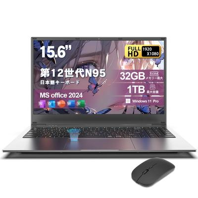 VETESA Laptop s Office Intel N95 4C4T 16GB RAM 1TB 2280 Windows 11 Pro 2025 1920x1080 IPS Tenký 5 Otisk prstu Japonská a Myš Ideální pro Online