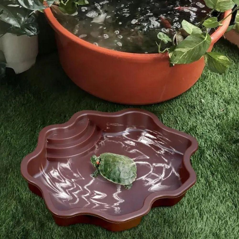 Plastic Turtle Bathing Tub Large Capacity Turtle Feeding Dish Ramp Turtle Bathtub  Aquarium