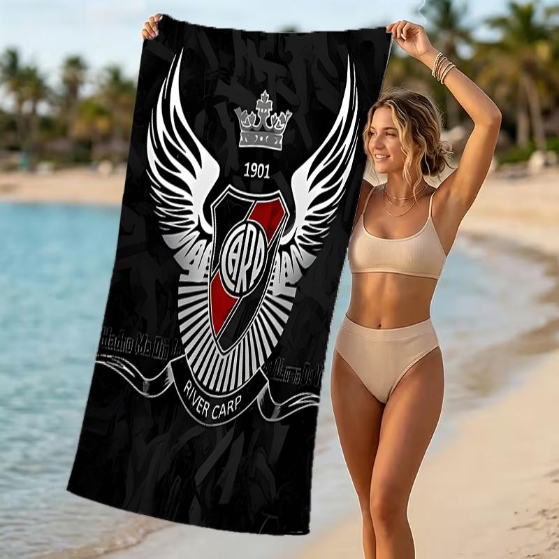 Beach Towel with Club Atlético River Plate Pattern - soft,absorbent,machine washable Lightweight&Modern,swimming,Travel Essentials