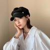 Fragrant Style Stripe British Style Letters PU Leather Women Berets Painter Hat Korean Style Hat