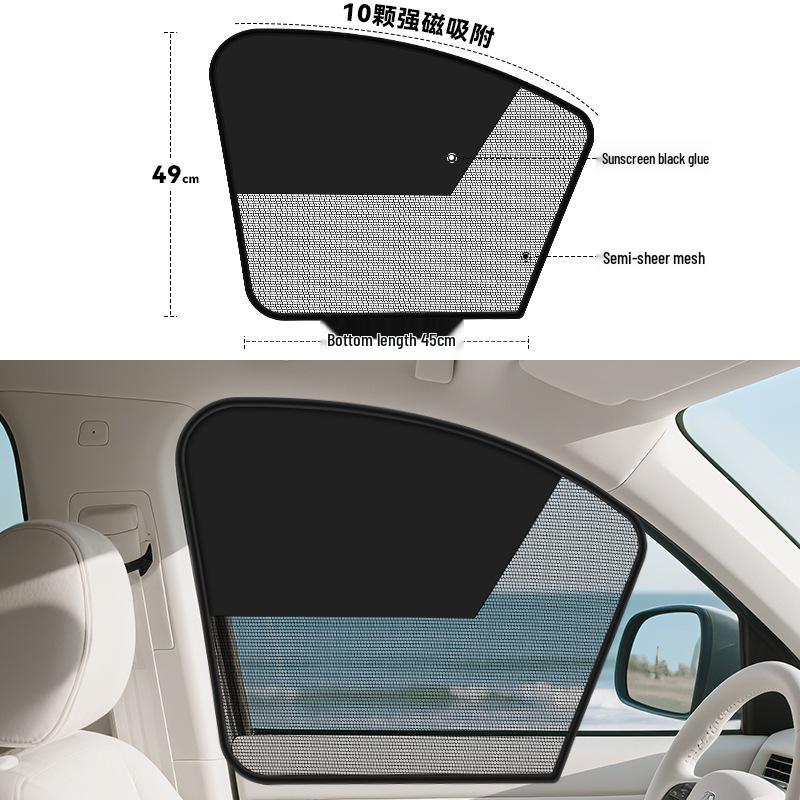 Full Blackout Titanium Silver Car Sunshade Magnetic Curtains for UV Protection