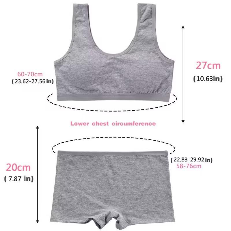 Pantie and Bra Girls Underwear Vest Development Teens Suit Pure Cotton Vest Double Layer Hipster Pub