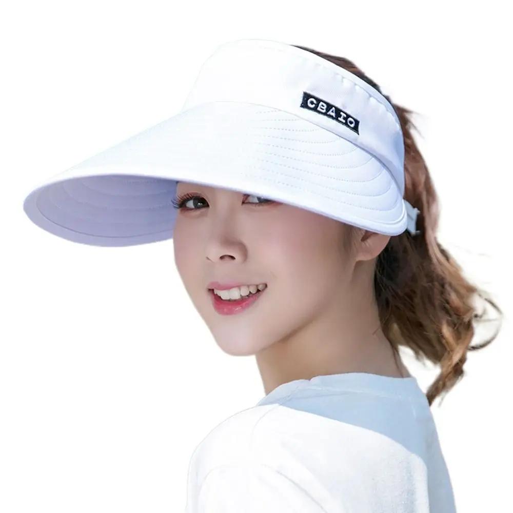 New Simple Women Summer Sun Visor Wide Brim Hat Beach Hat Sunhat Lady Sunscreen Hat Uv Protection Female Cap Adjustable