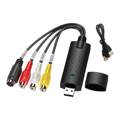 Analog To Digital Converter USB 2.0 Video Adapter Card for VHS Capture Support Editing Software with Cable Wire