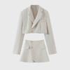 Trendy Spring & Autumn Women's Short-Sleeve Suit Jacket + High-Waist Pocket Skirt