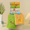 4pcs a Set of Bamboo Fiber Towels Kindergarten Cartoon Embroidery Hand Towel Soft Absorbent 25 X 50Cm/9.84 X 19.68Inch, Random Color