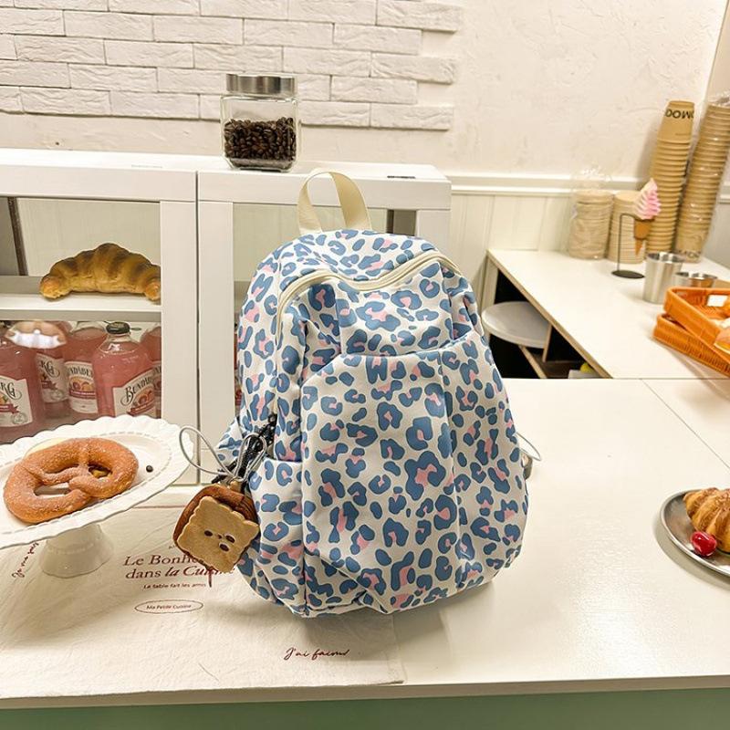 Schoolbag New Junior High School Girls Large-capacity Backpack Pink Leopard Print High-value Ins Wind Niche Schoolbag Casual Backpack