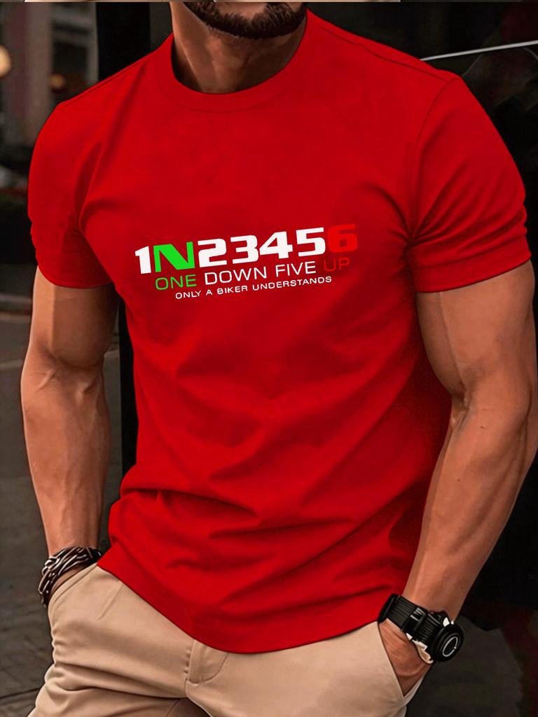 Biker 1N23456 One Down Five Up Unisexs Tee Motorcycle Rider Soft Cotton Short Sleeve Loose Casual Street Tops For Adult Bike Lovers