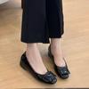 Height-increasing Shoes Square Buckle Shallow Mouth Single Shoes Round Toe Shoes