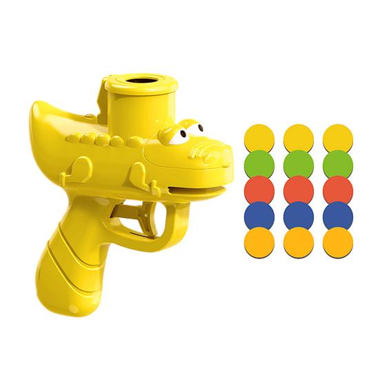 

Игрушка-пусковая установка с мультяшным крокодиловым диском и 15 дисками из ЭВА для заднего двора, открытый сад, детский газон, парк, летающий диск жёлтый