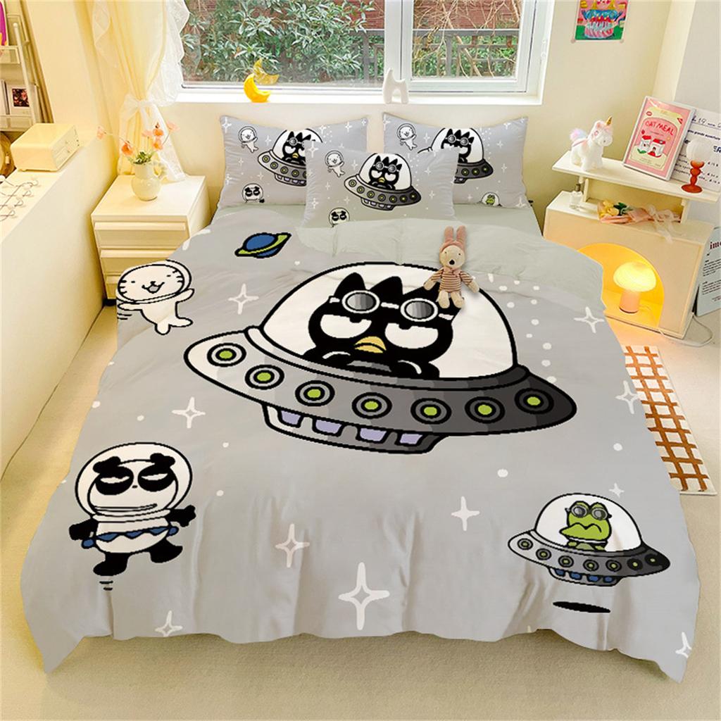 Black Penguin Cartoon Duvet Cover And Pillowcases For Boy Girl Bedroom Decor, Children Gift Single Double Large Size Duvet Cover