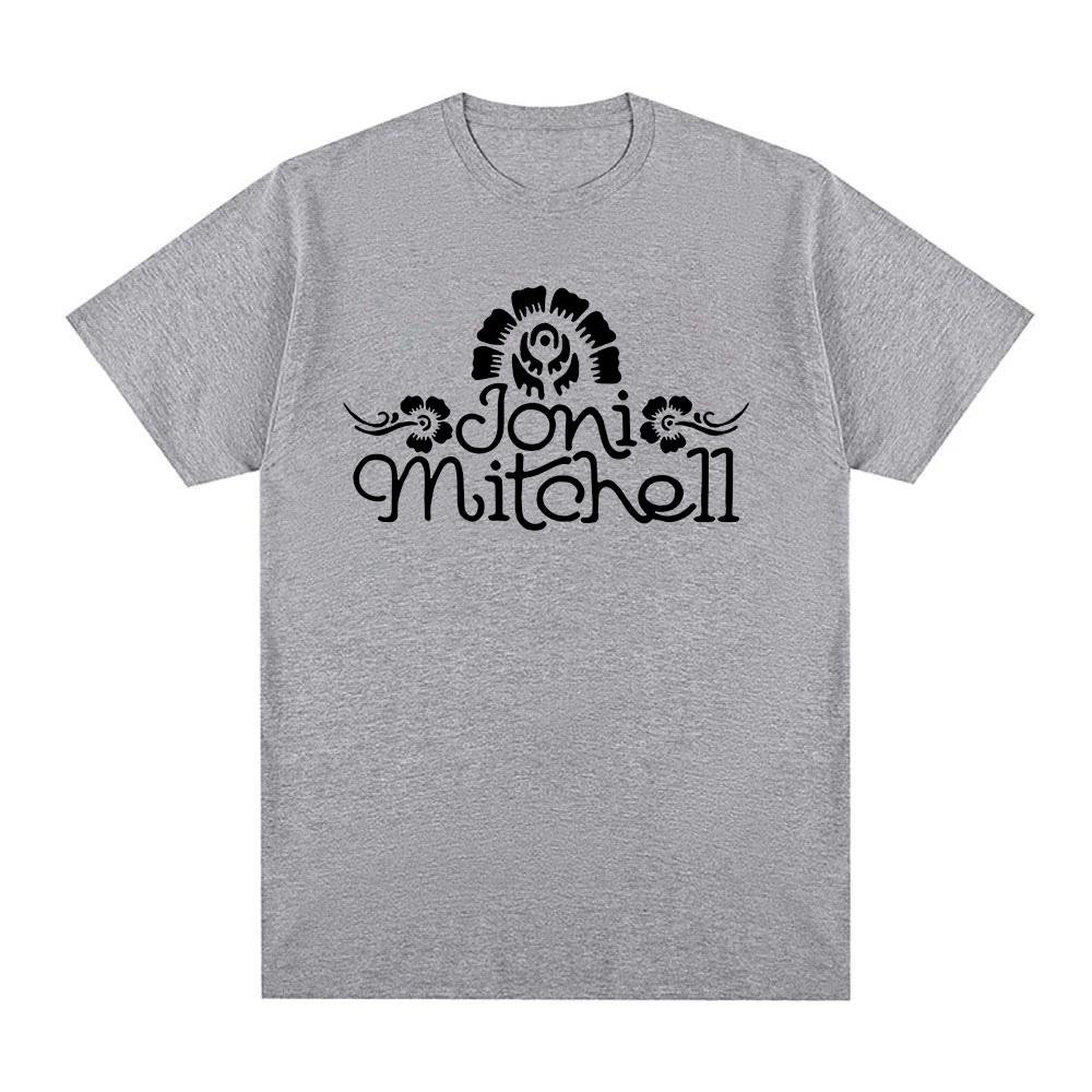 

Joni Mitchell T-Shirt Summer Round Neck Short Sleeve Clothing High Quality 100%Cotton Women Tee-shirt Casual Graphic Printing Anime T-shirt summer Top XS серый