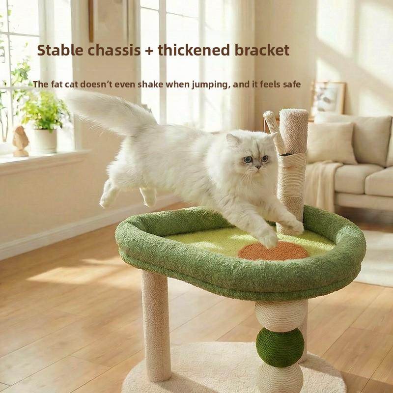 Sisal Avocado Cat Tree All-in-One Cat Condo with Scratching Post & Ball Toy Space-Saving Small Cat Tower for Kittens