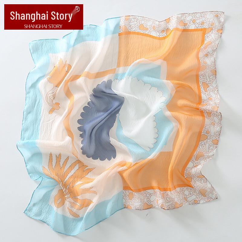 Shanghai Story 100% Mulberry Silk Small Square Scarf