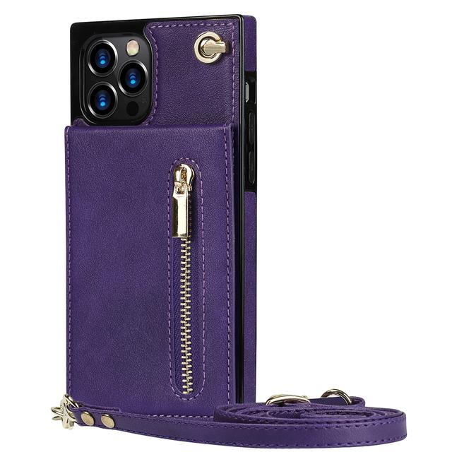 Zipper Wallet For Iphone 14 13 12 Mini 11 X Xr Xs Pro Max 7 8 Plus Case With Card Holder Lanyard Strap Crossbody Leather Cover