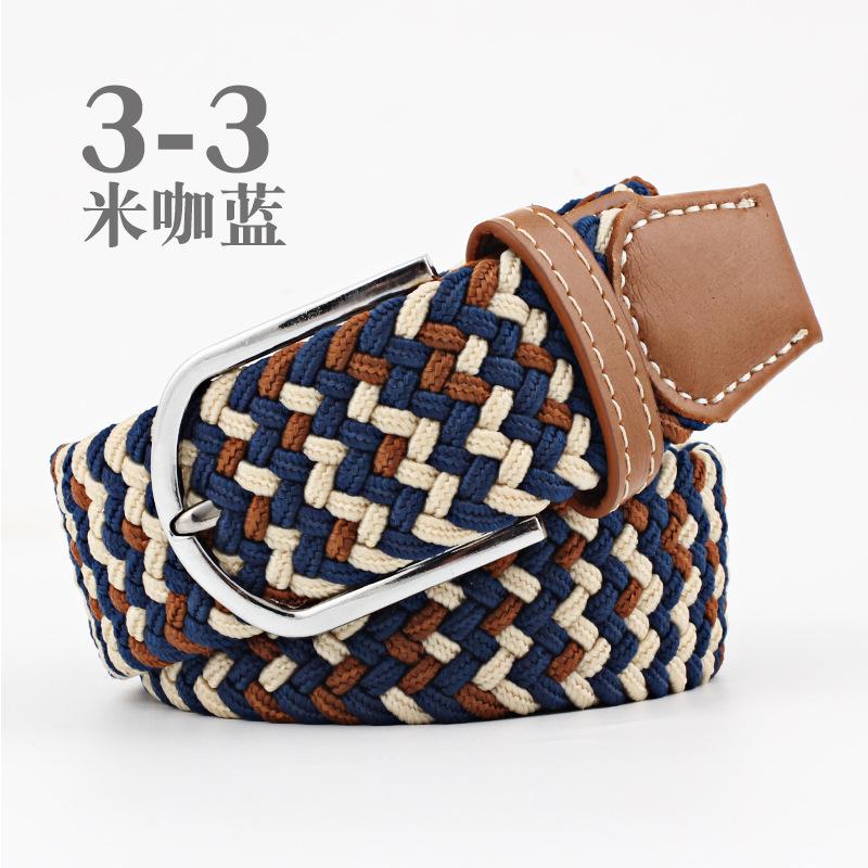 Women Casual Knitted Pin Buckle Without Holes Men Belt Woven Canvas Elastic Expandable Braided Stretch Belts for Female Jeans