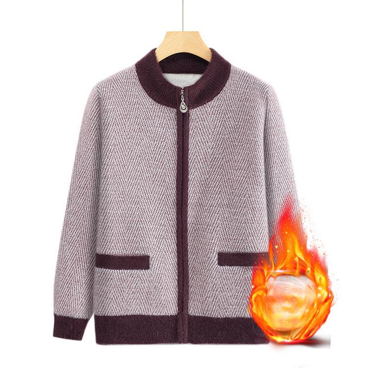 

Вязаный свитер Одежда для пожилой женщины Женский свободный повседневный жакет с круглым вырезом для пожилых 4XL