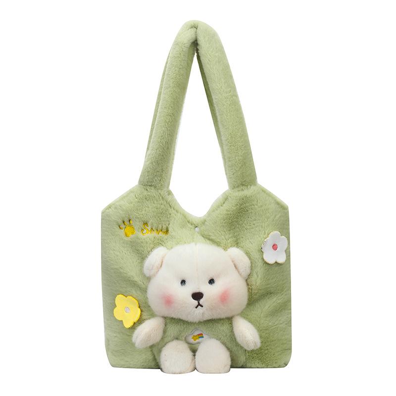 Fresh and Cute Three-dimensional Bear Mao Mao Hand Bag Girl Heart Student Going Out Large Capacity Shoulder Storage Bag