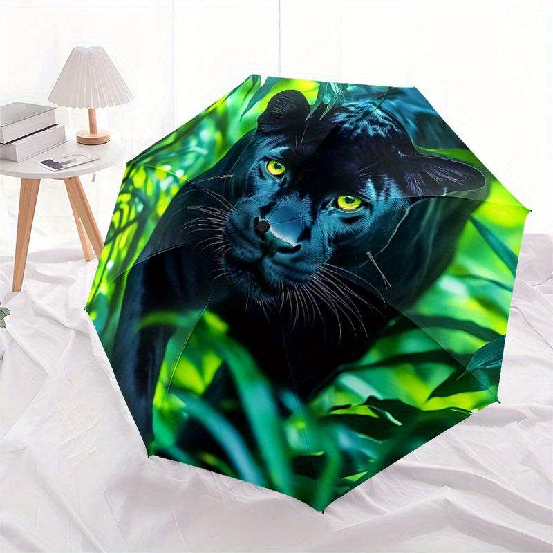 1pc Black Panther Automatic Open/close Folding Umbrella, Compact Portable Travel Umbrella,Durable Construction yy250814136