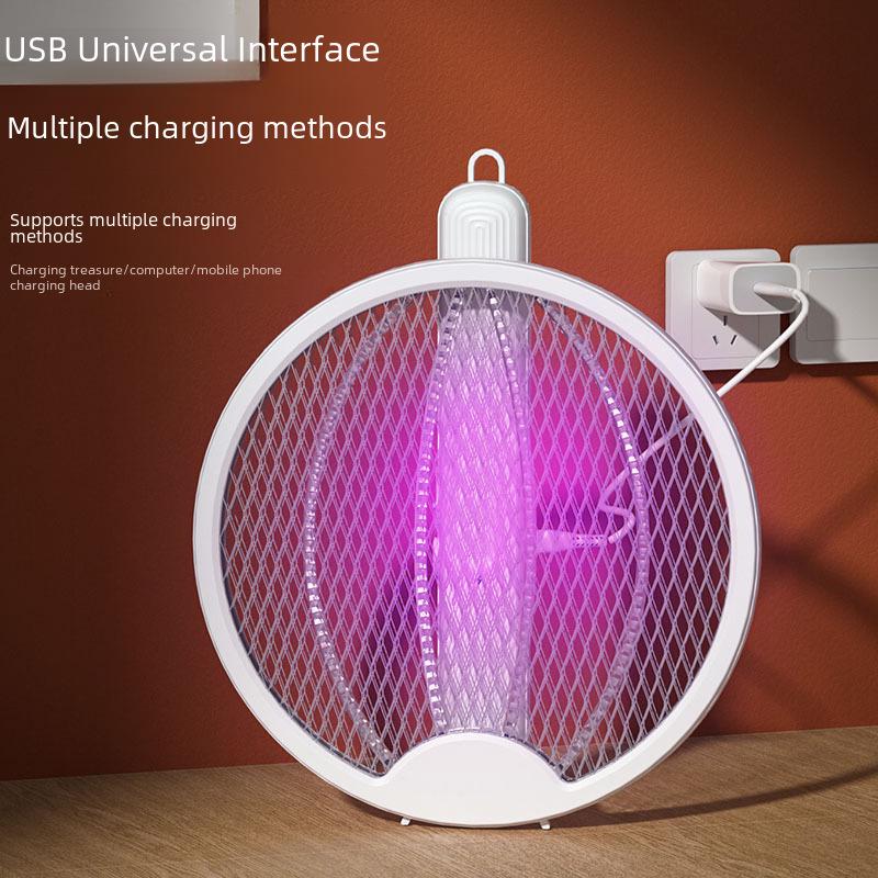 Skládací elektrická plácačka proti komárům Earth: Dobíjecí USB lampa proti komárům dva v jednom pro domácnost.