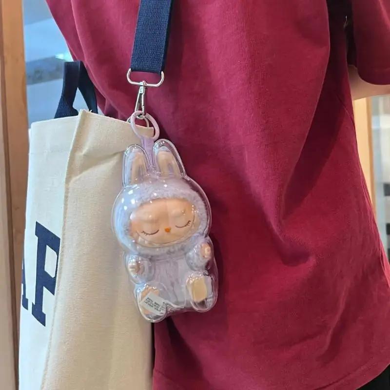 1Pc Transparent Protective Acrylic Storage Case For Plush Dolls Display Bag for Korea Kpop Exo Labubu V2 Sitting Party No Doll